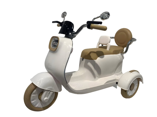 קטנוע ווספה אחים (זוגי) ממונע 3 גלגלים איכותיים XW06 סוללה 6V צבע:לבן