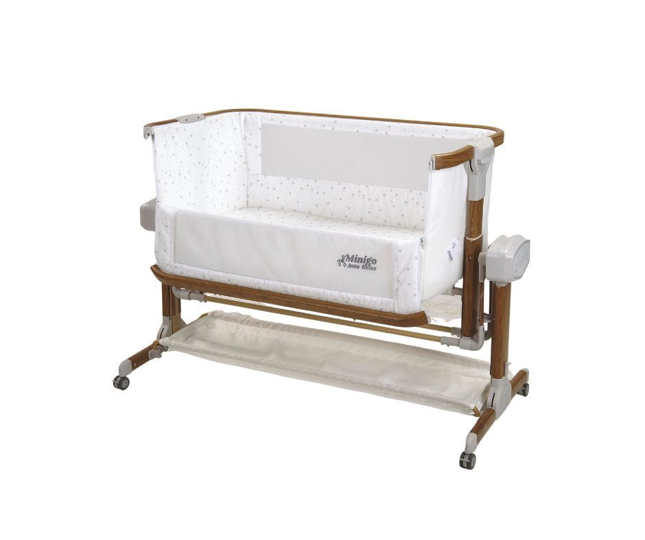 עריסה אלקטרונית  Auto Rilax מתחברת ונצמדת למיטת ההורים 3 ב 1 צבע לבן בשילוב דמוי עץ