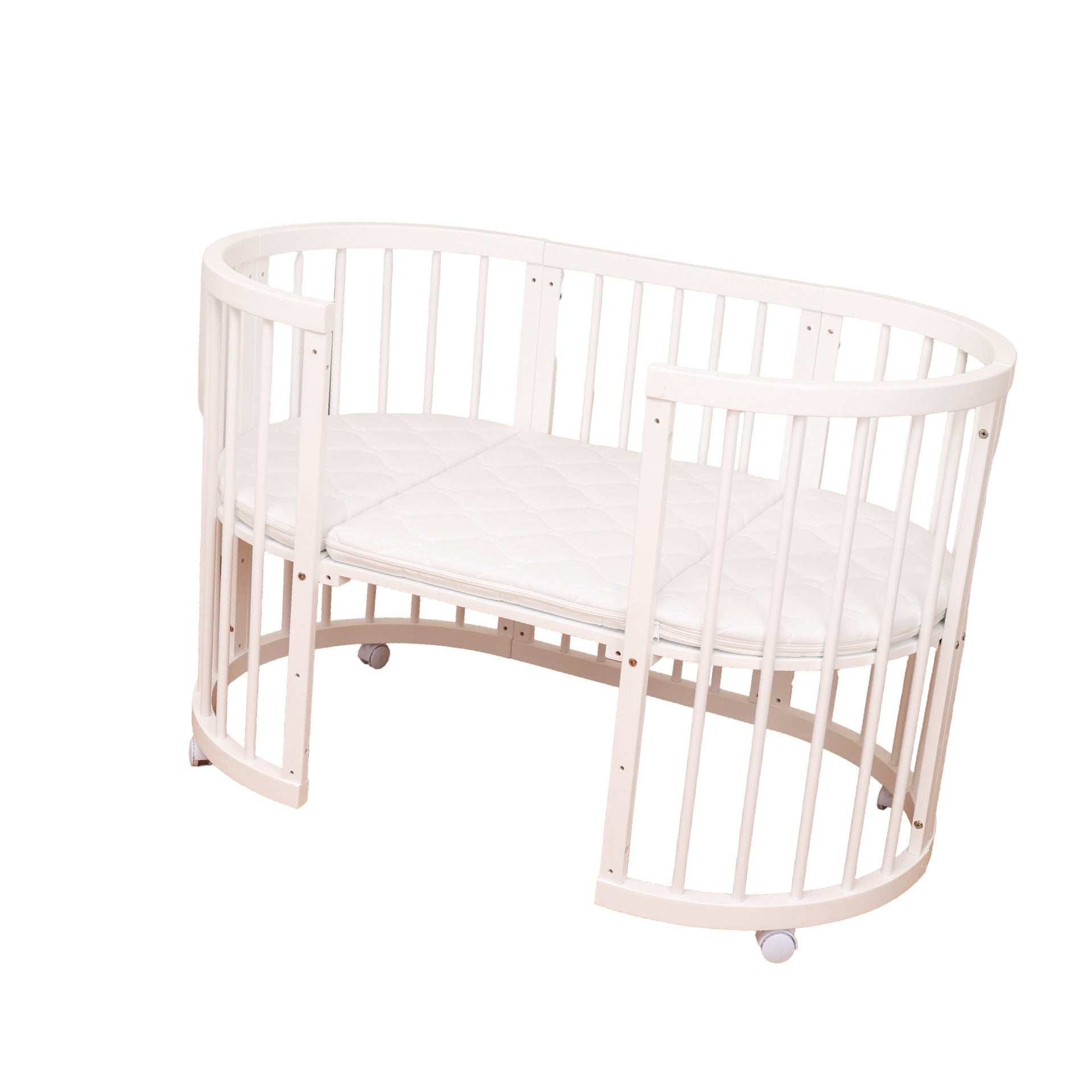 Minigo Bird Nest 4-in-1 – עריסה ומיטת תינוק מעץ  מאיה לבן כולל מזרנים