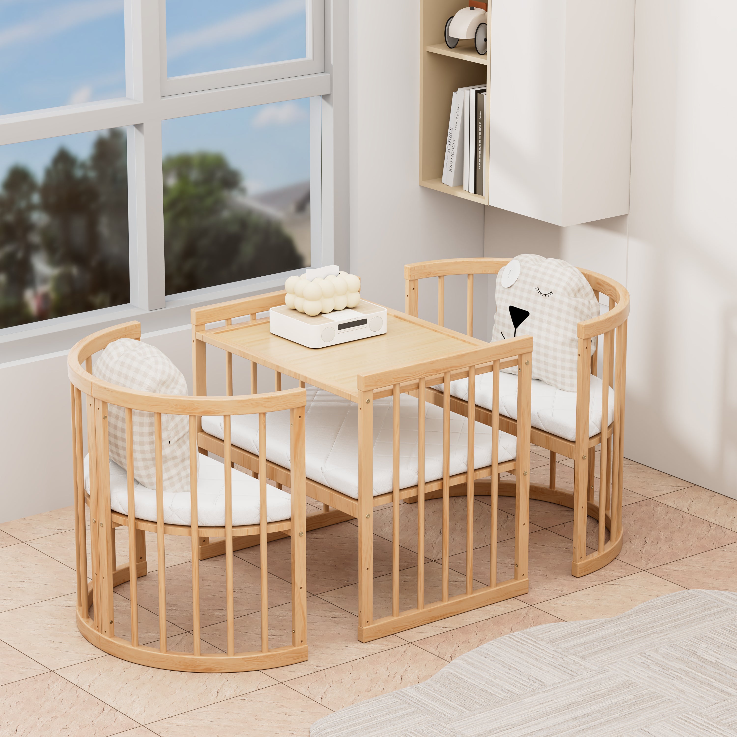 Minigo Bird Nest 4-in-1 – עריסה ומיטת תינוק מעץ מאיה צבע: טבעי