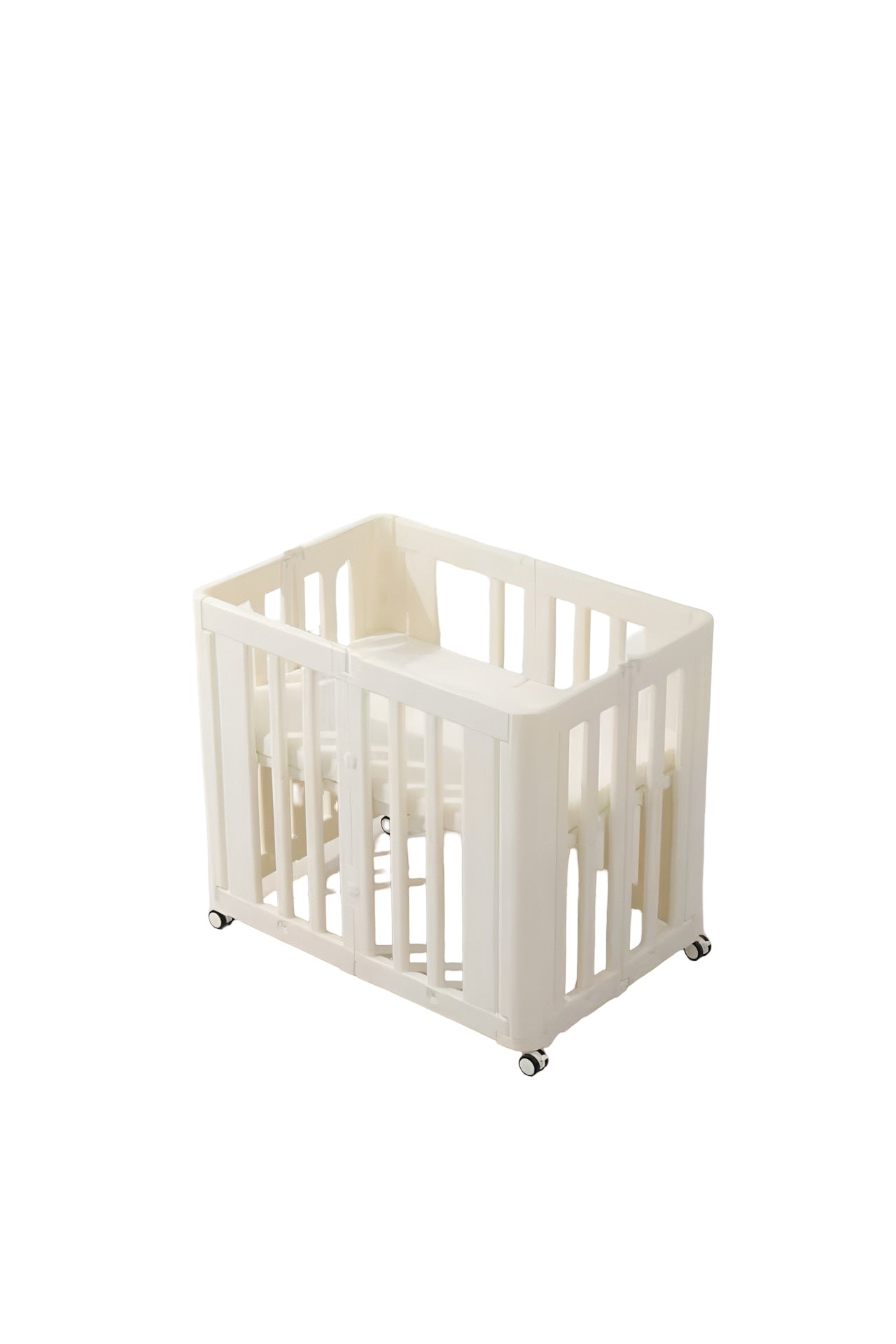 עריסת תינוק פלסטיק Minigo עם 2 מצבי גובה + מזרן נושם צבע לבן