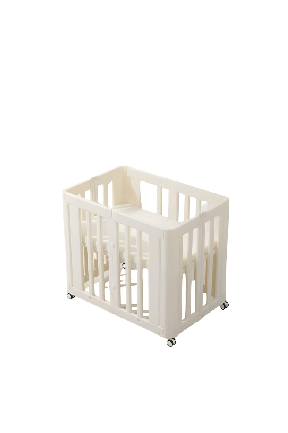 עריסת תינוק פלסטיק Minigo עם 2 מצבי גובה + מזרן נושם צבע לבן