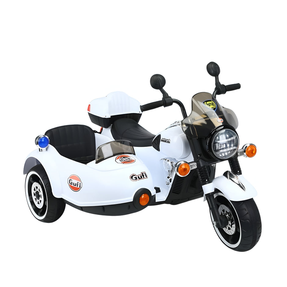 אופנוע חשמלי זוגי לילדים 12V עם סירת צד | אופנוע ממונע לילדים בעיצוב יוקרתי