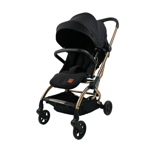 טיולון מסתובב 360 מעלות מרופד נוח וקליל מיניגו צבע:שחור מרכב:רוז גולד