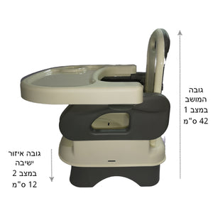 בוסטר אוכל (כיסא על כיסא לאוכל) 2 שלבים בעל שינוי מצבי גובה ומגש -  בוסטר אוכל בעל 2 שלבים כולל מגש נשלף