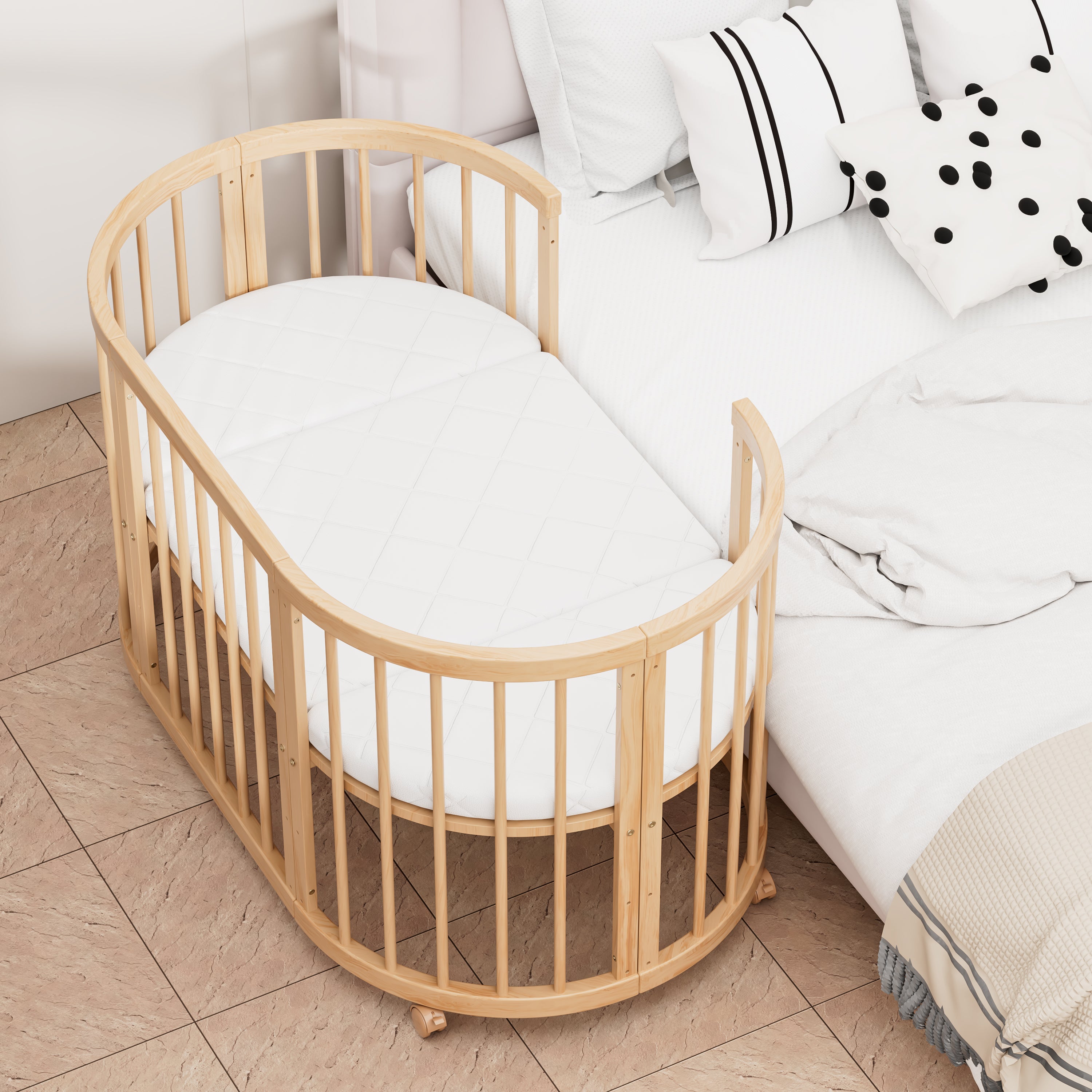 Minigo Bird Nest 4-in-1 – עריסה ומיטת תינוק מעץ מאיה צבע: טבעי