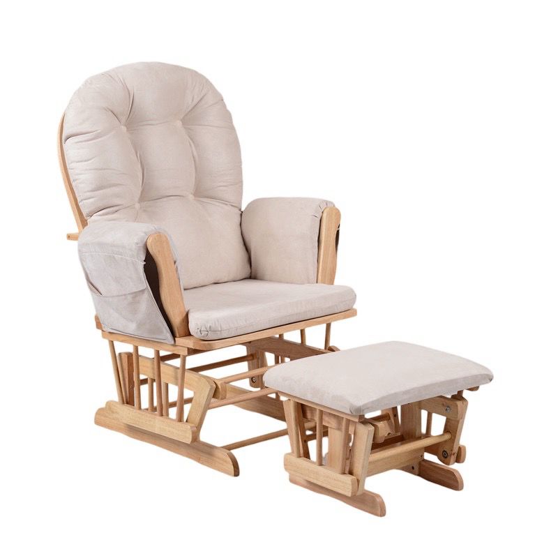 כורסאת הנקה גב מתכוון ל-3 מצבים כולל הדום וריפוד מפנק  צבע בז’ ובסיס צבע עץ TF05T