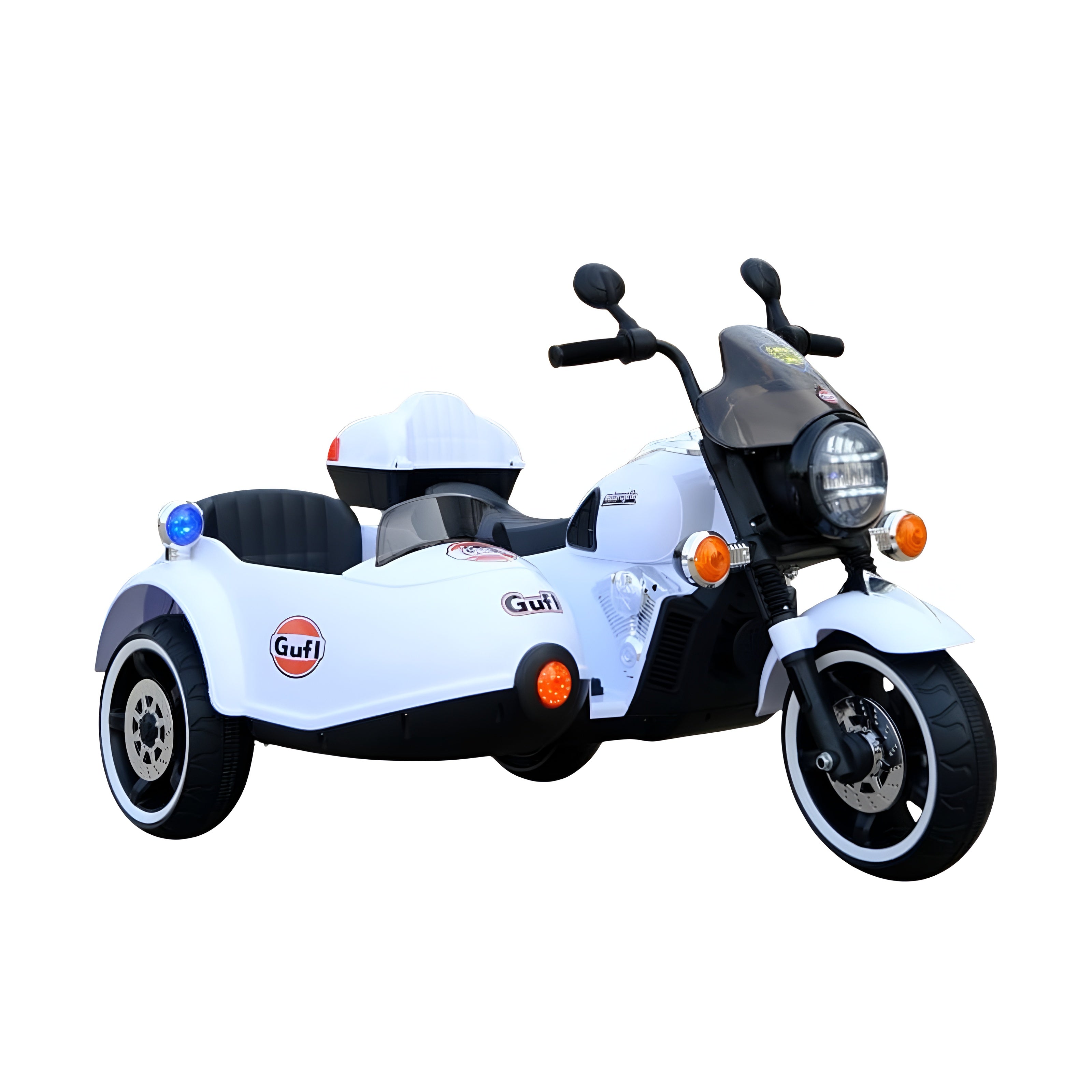 אופנוע חשמלי זוגי לילדים 12V עם סירת צד | אופנוע ממונע לילדים בעיצוב יוקרתי