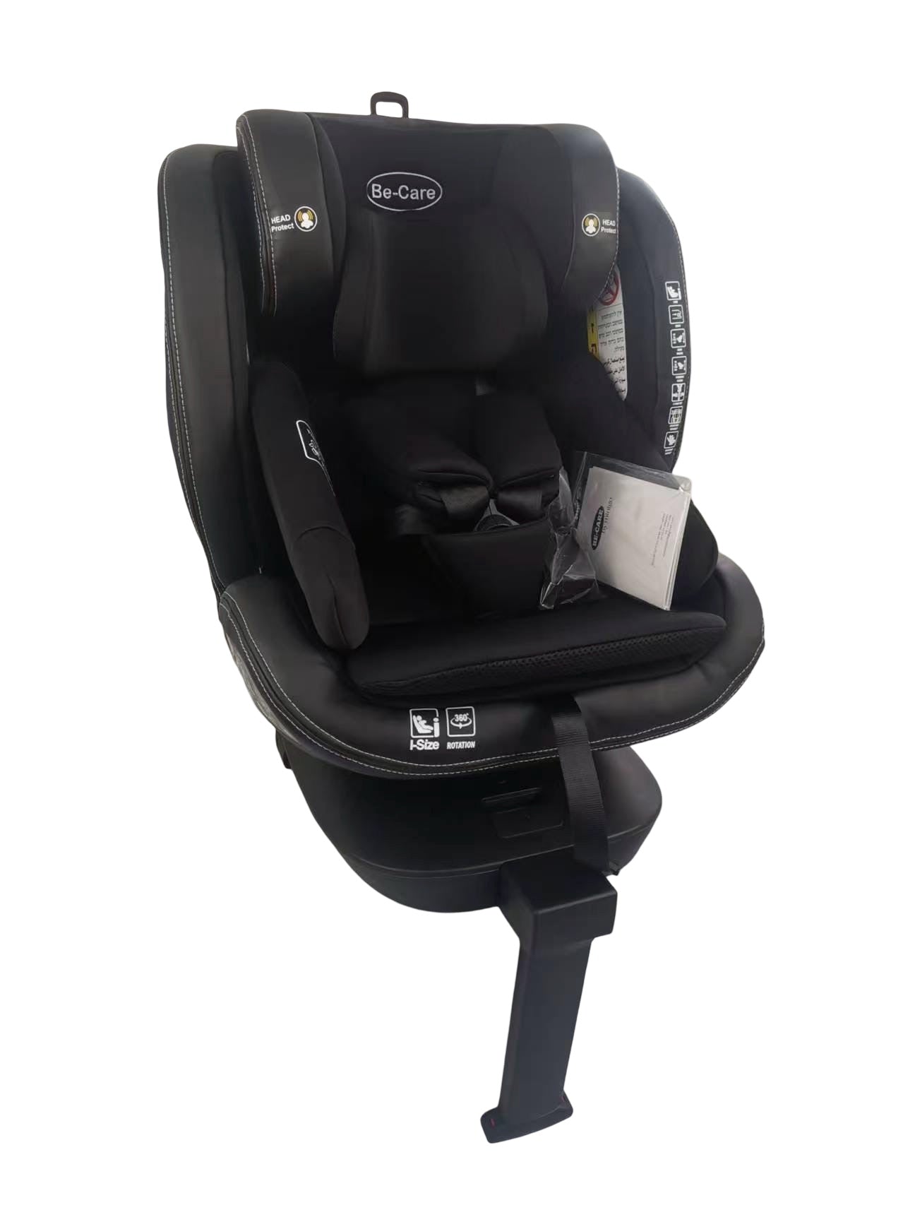 כיסא בטיחות 360° ריפוד כפול מבית be-care - תקן i-Size החדש עם רגל תמיכה ובוסטר מובנה