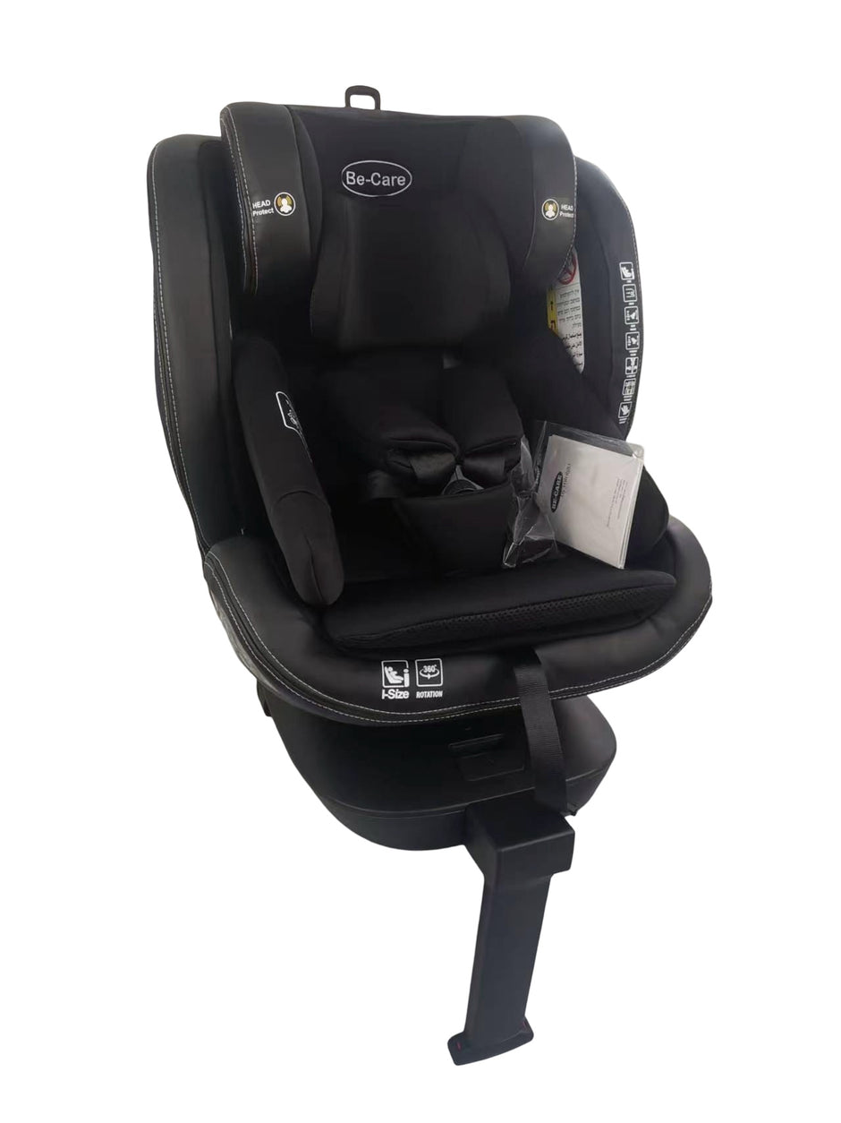 כיסא בטיחות 360° ריפוד כפול מבית be-care - תקן i-Size החדש עם רגל תמיכה ובוסטר מובנה