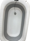 Minigo – אמבטיה מתקפלת מסיליקון לתינוק עם מושב ומשפך לוויתן | צבע אפור