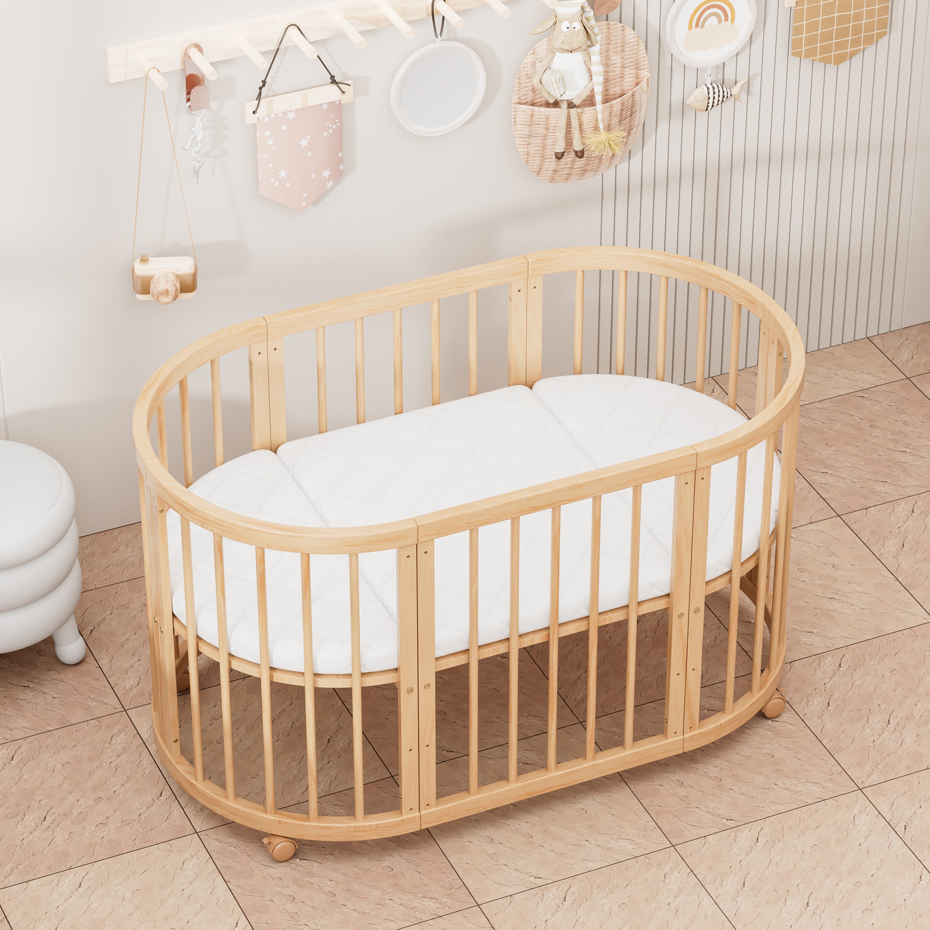 Minigo Bird Nest 4-in-1 – עריסה ומיטת תינוק מעץ מאיה צבע: טבעי