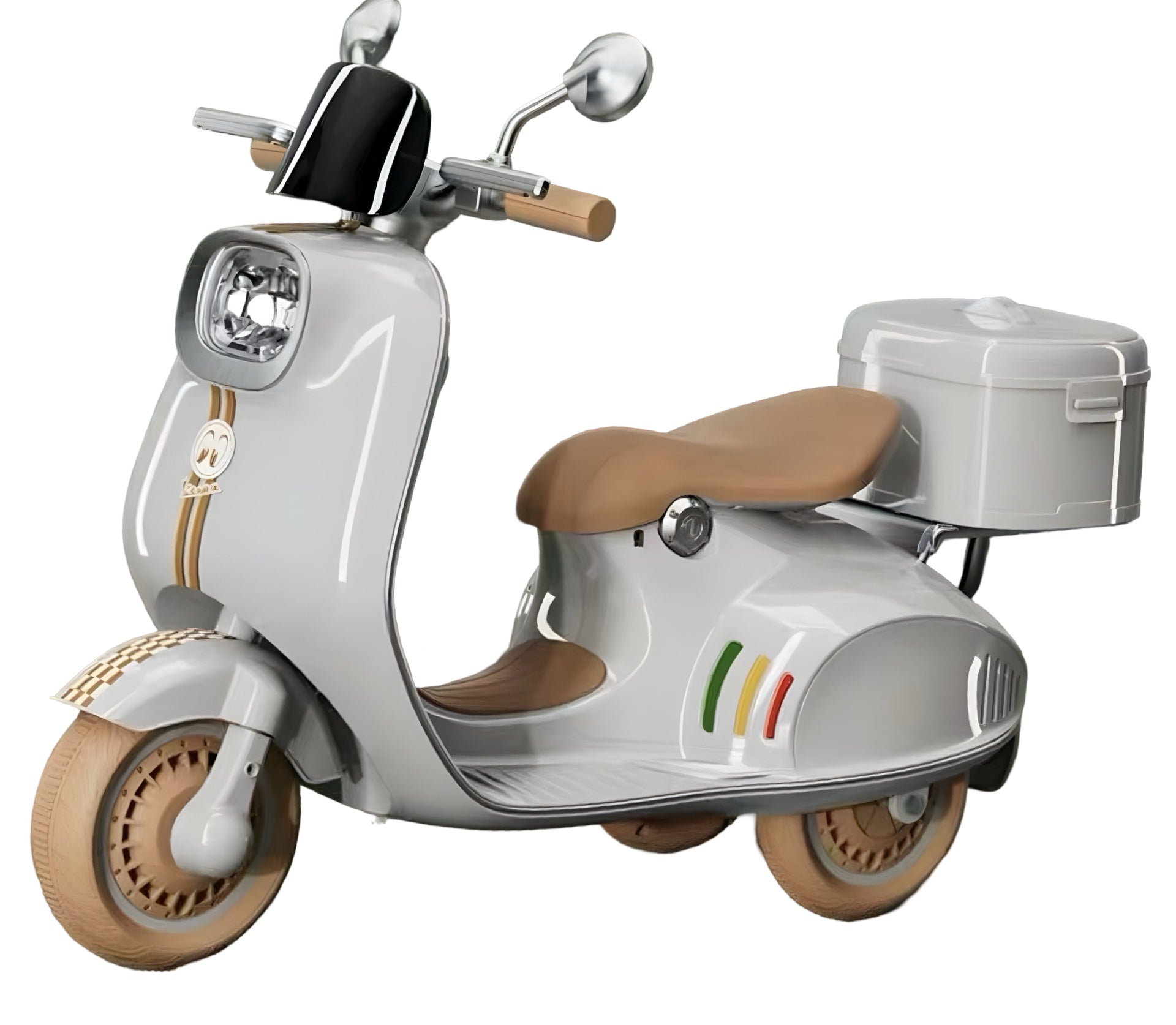 קטנוע ווספה ממונע 3 גלגלים איכותיים XW05 סוללה 6V צבע:לבן/אפור בהיר