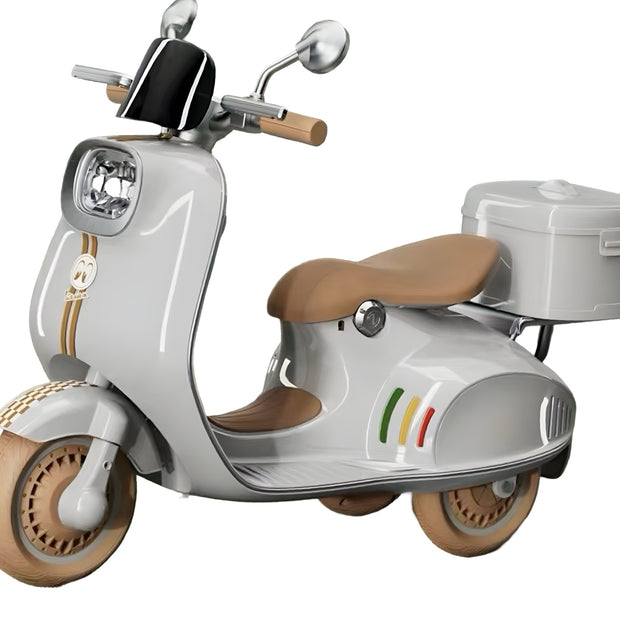 קטנוע ווספה ממונע 3 גלגלים איכותיים XW05 סוללה 6V צבע:לבן/אפור בהיר