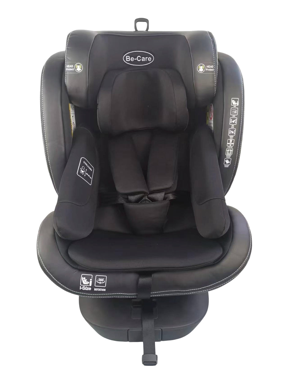 כיסא בטיחות 360° ריפוד כפול מבית be-care - תקן i-Size החדש עם רגל תמיכה ובוסטר מובנה