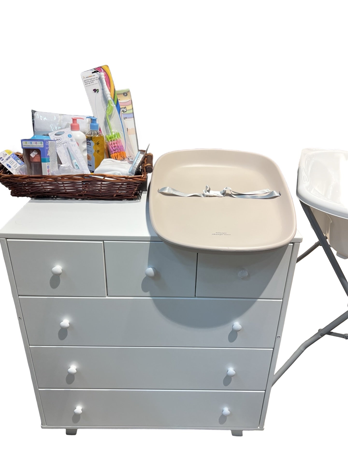 Minigo EVA – משטח החתלה סיליקון כולל רצועות דוחה מים בצבע בז'