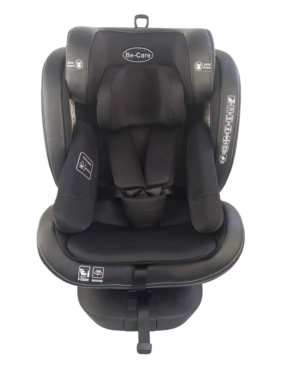 כיסא בטיחות 360° ריפוד כפול מבית be-care - תקן i-Size החדש עם רגל תמיכה ובוסטר מובנה