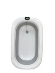 Minigo – אמבטיה מתקפלת מסיליקון לתינוק עם מושב ומשפך לוויתן | צבע אפור