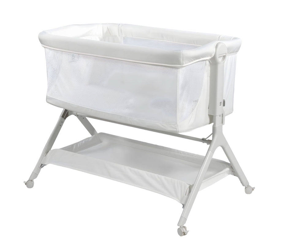 עריסה נצמדת (מתחברת)למיטת ההורים על גלגלים 2 ב 1 מיני גו אייר- minigo  AIR צבע: לבן