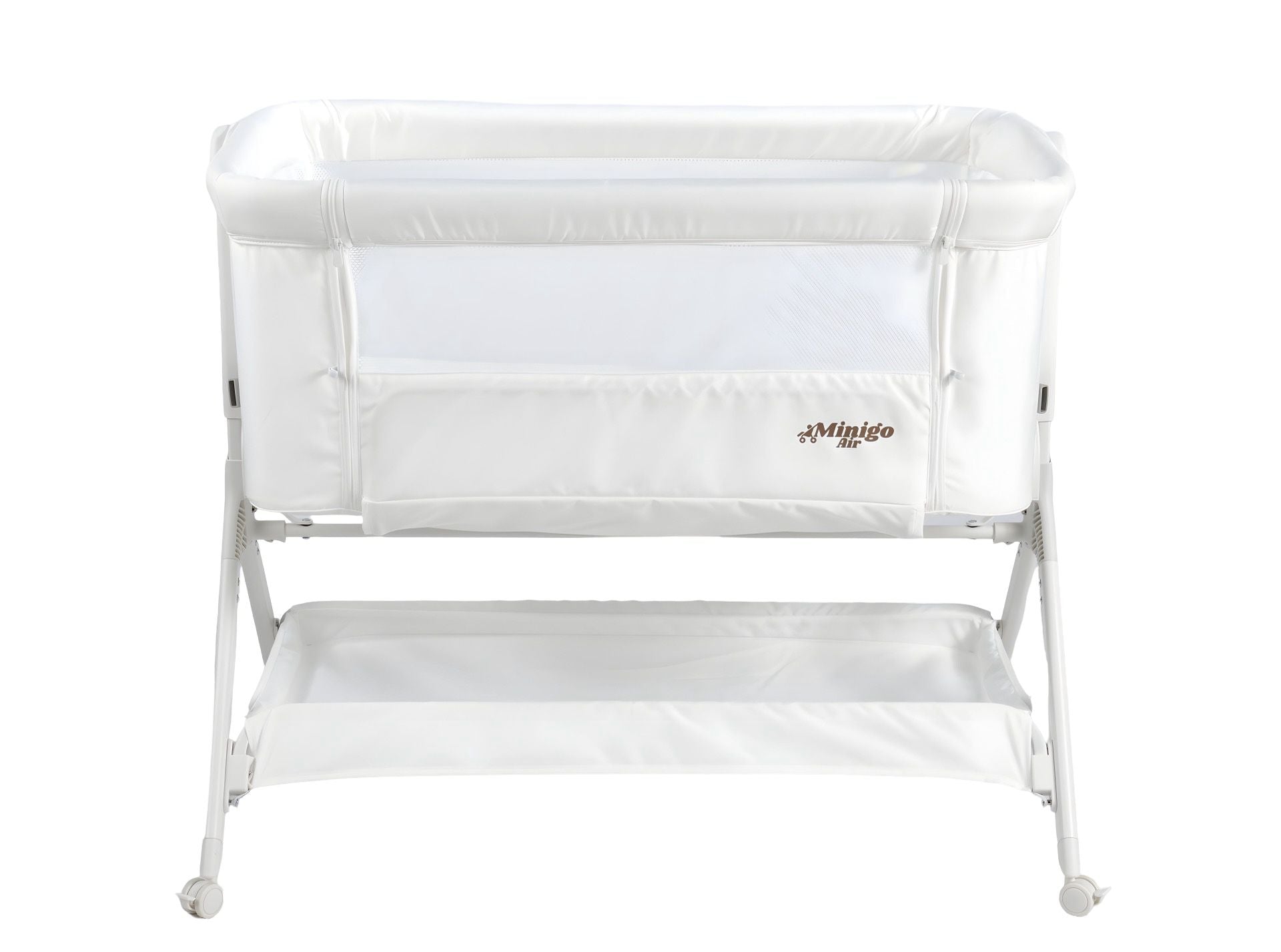 עריסה נצמדת (מתחברת)למיטת ההורים על גלגלים 2 ב 1 מיני גו אייר- minigo  AIR צבע: לבן