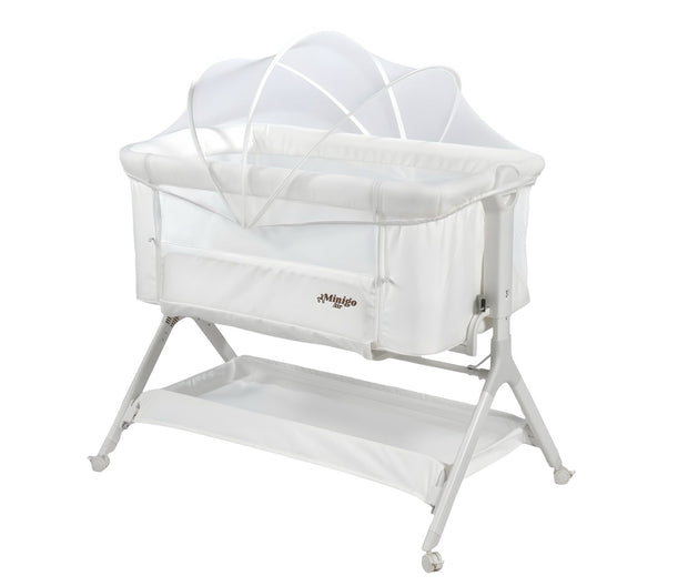 עריסה נצמדת (מתחברת)למיטת ההורים על גלגלים 2 ב 1 מיני גו אייר- minigo  AIR צבע: לבן