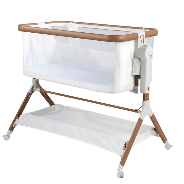 עריסה נצמדת (מתחברת)למיטת ההורים על גלגלים 3 ב 1 מיני גו דלוקס אייר- minigo DELUXE AIR צבע:שמנת דמוי עץ