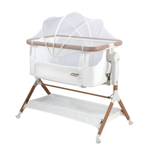 עריסה נצמדת (מתחברת)למיטת ההורים על גלגלים 3 ב 1 מיני גו דלוקס אייר- minigo DELUXE AIR צבע:שמנת דמוי עץ