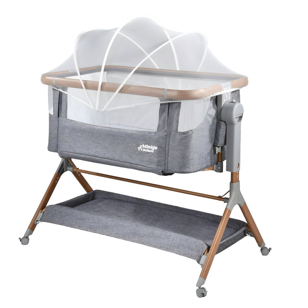 עריסה נצמדת (מתחברת)למיטת ההורים על גלגלים 2 ב 1 מיני גו אייר- minigo  AIR צבע: אפור