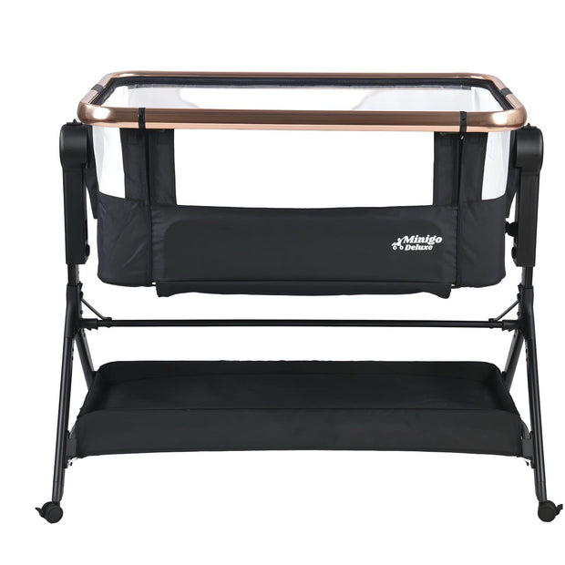 עריסה נצמדת (מתחברת)למיטת ההורים על גלגלים 3 ב 1 מיני גו דלוקס אייר- minigo DELUXE AIR צבע: שחור רוז גולד