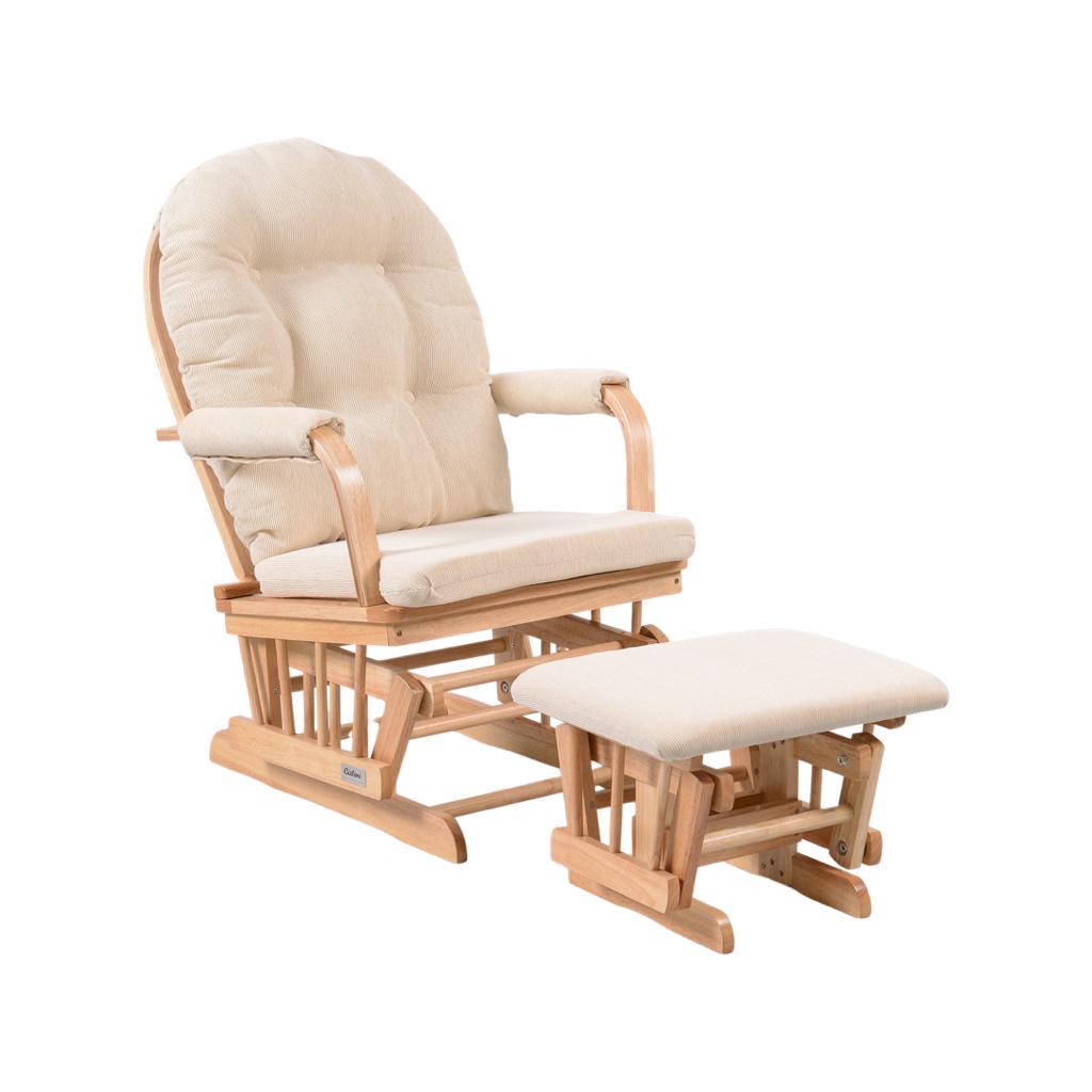 כורסאת הנקה עם הדום עם ריפוד מפנק צבע בז’ ובסיס צבע עץ TF14T-1S