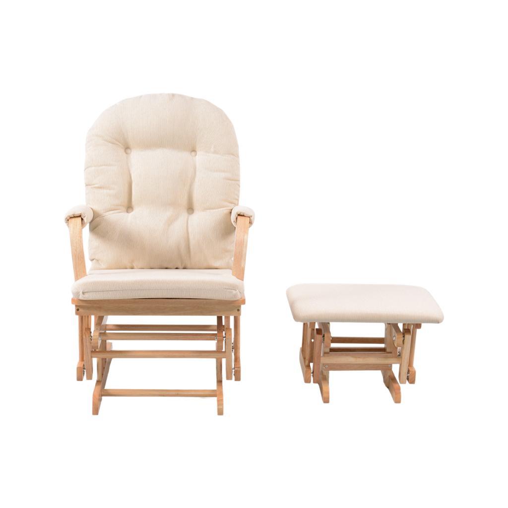 כורסאת הנקה עם הדום עם ריפוד מפנק צבע בז’ ובסיס צבע עץ TF14T-1S