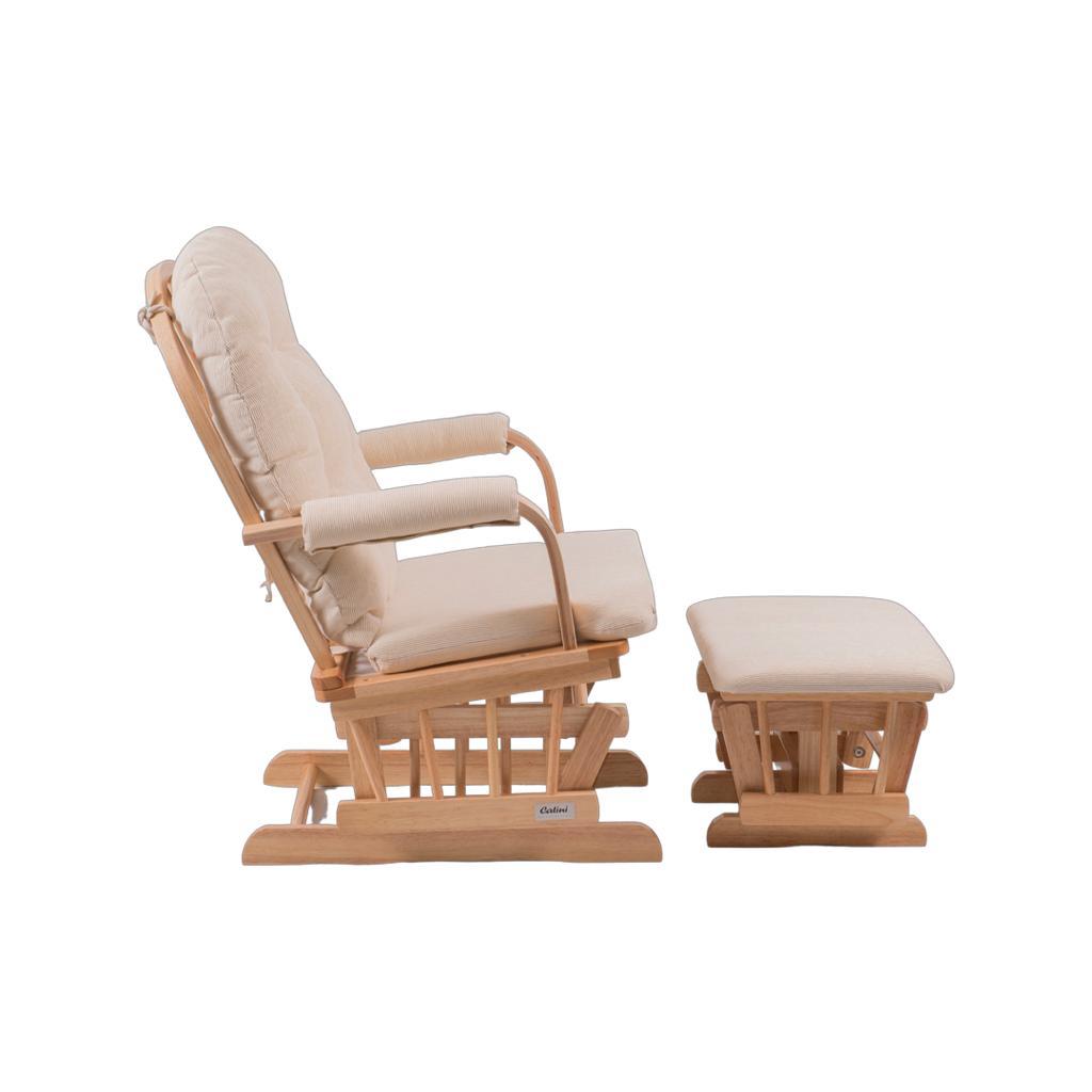 כורסאת הנקה עם הדום עם ריפוד מפנק צבע בז’ ובסיס צבע עץ TF14T-1S