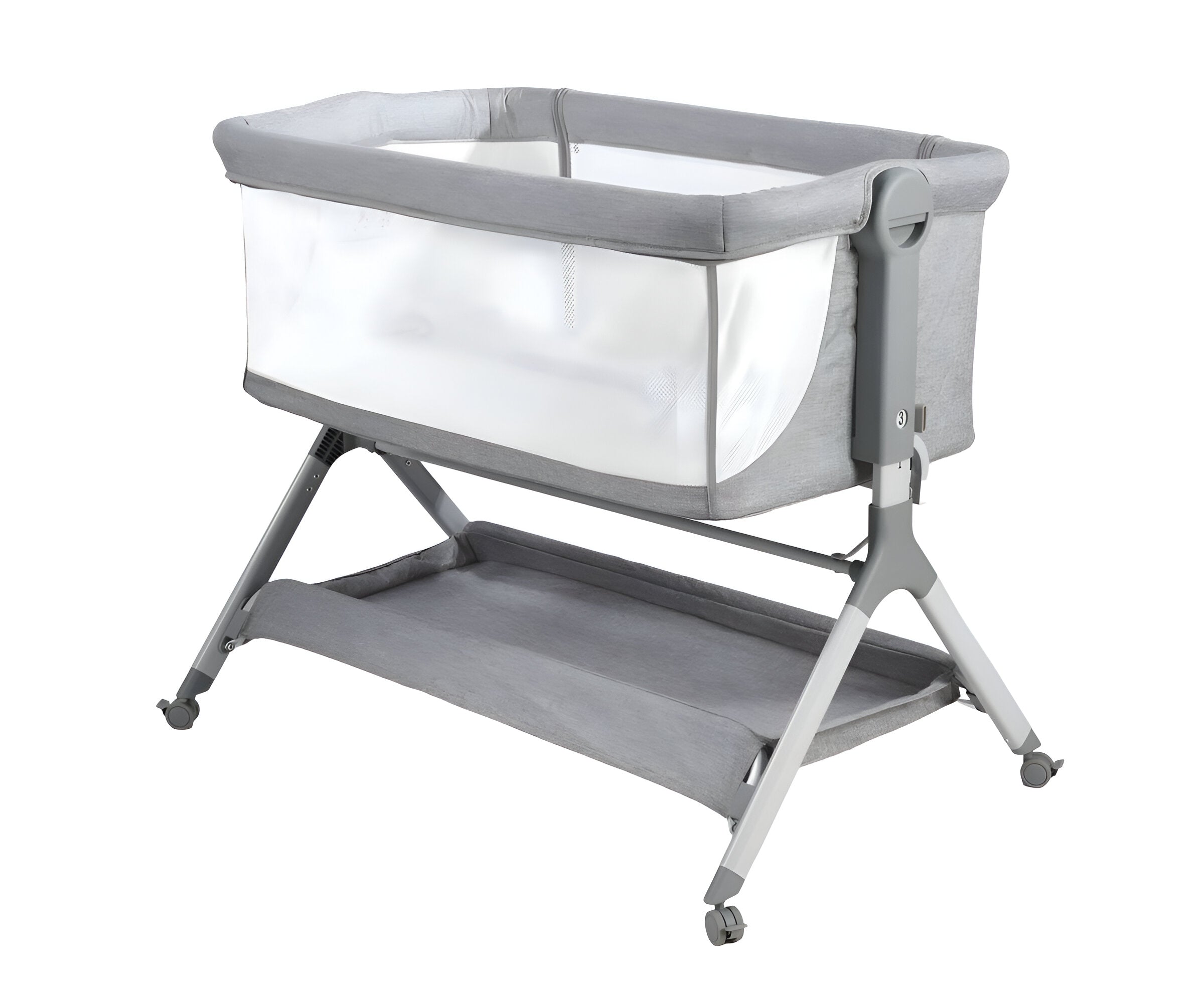 עריסה נצמדת (מתחברת)למיטת ההורים על גלגלים 2 ב 1 מיני גו אייר- minigo  AIR צבע: אפור