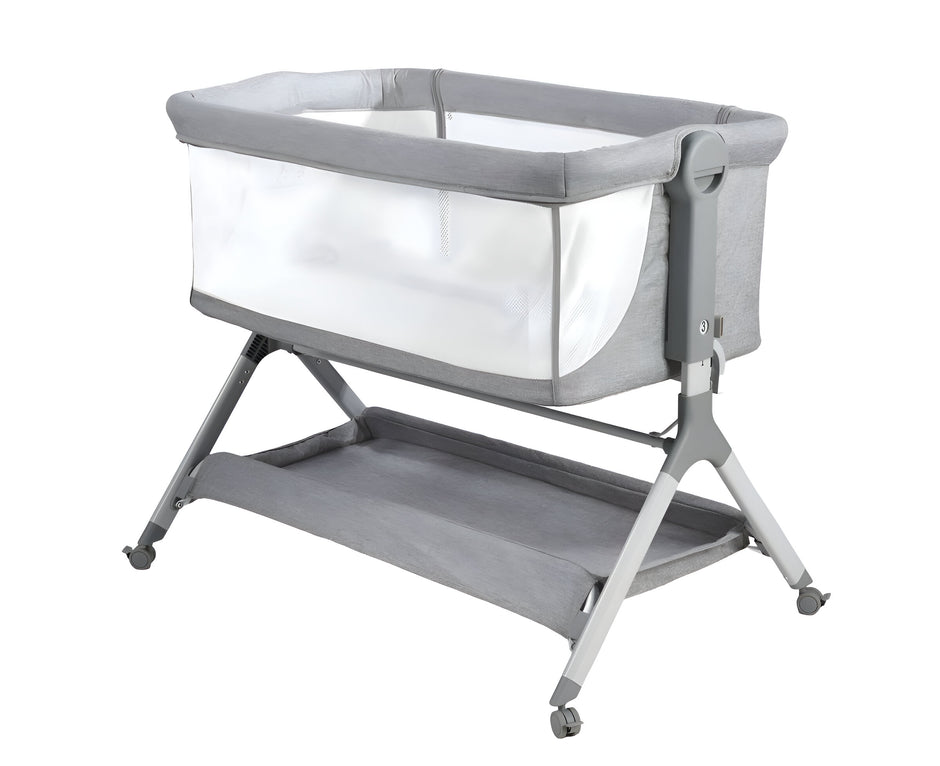 עריסה נצמדת (מתחברת)למיטת ההורים על גלגלים 2 ב 1 מיני גו אייר- minigo  AIR צבע: אפור