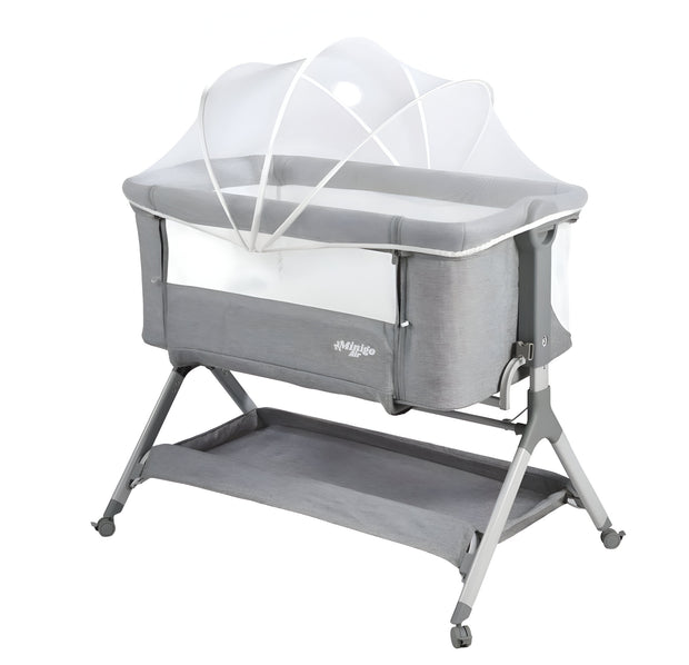 עריסה נצמדת (מתחברת)למיטת ההורים על גלגלים 2 ב 1 מיני גו אייר- minigo  AIR צבע: אפור