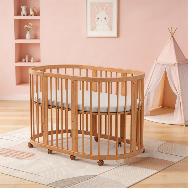 Minigo Bird Nest 4-in-1 – עריסה ומיטת תינוק מעץ מאיה דגם D-2 צבע: טבעי