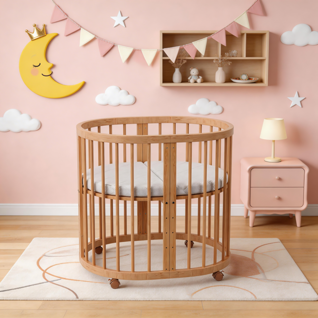 Minigo Bird Nest 4-in-1 – עריסה ומיטת תינוק מעץ מאיה דגם D-2 צבע: טבעי