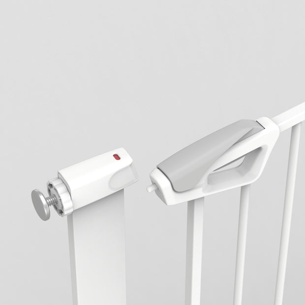 שער בטיחות 'ללא קדיחה' (76-83 ס"מ)עם מנגנון נעילה אוטומטי ופתיחה דו-צדדית - צבע לבן