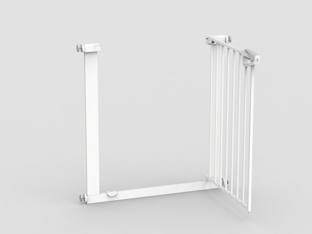 שער בטיחות 'ללא קדיחה' לפתחים צרים (62-68 ס"מ) עם מנגנון נעילה אוטומטי ופתיחה דו-צדדית - צבע לבן