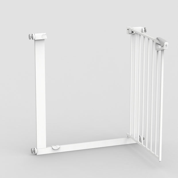 שער בטיחות 'ללא קדיחה' לפתחים צרים (62-68 ס"מ) עם מנגנון נעילה אוטומטי ופתיחה דו-צדדית - צבע לבן