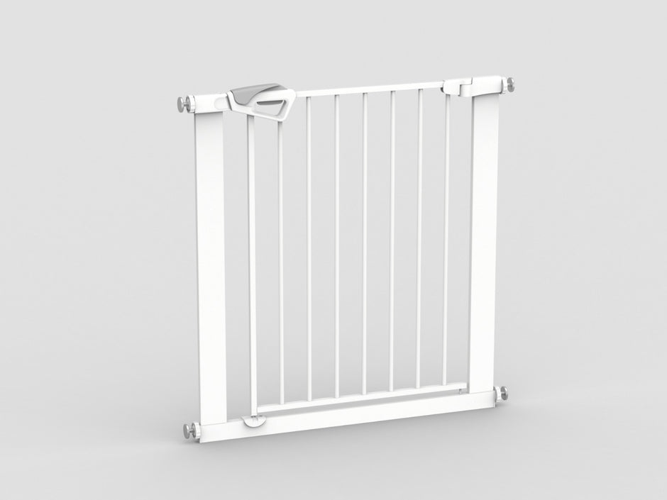 שער בטיחות 'ללא קדיחה' לפתחים צרים (62-68 ס"מ) עם מנגנון נעילה אוטומטי ופתיחה דו-צדדית - צבע לבן