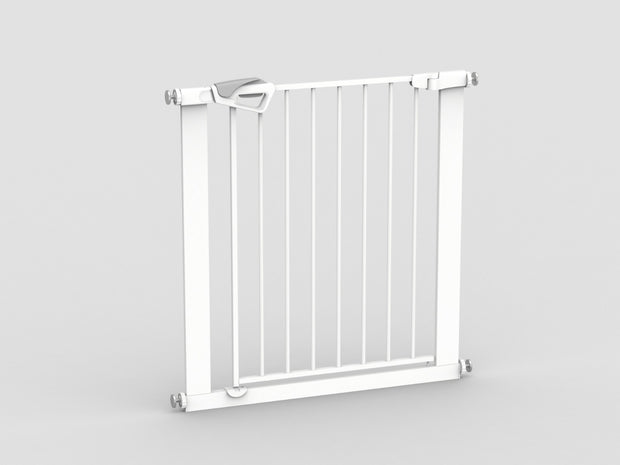 שער בטיחות 'ללא קדיחה' לפתחים צרים (62-68 ס"מ) עם מנגנון נעילה אוטומטי ופתיחה דו-צדדית - צבע לבן