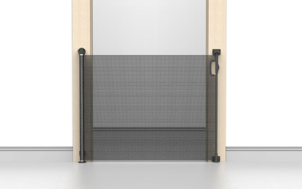 שער בטיחות גלילה Minigo – עד 140 ס"מ, רשת עמידה ואיכותית  בצבע שחור