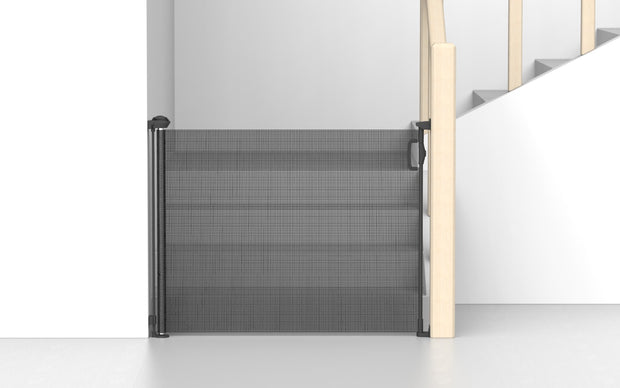 שער בטיחות גלילה Minigo – עד 140 ס"מ, רשת עמידה ואיכותית  בצבע שחור