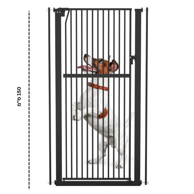 שער בטיחות ללא קדיחה גבוה במיוחד גובה 150 ס"מ צבע שחור