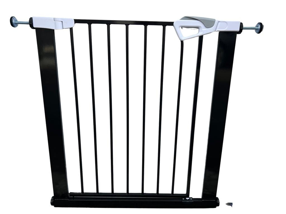 שער בטיחות 'ללא קדיחה' (76-83 ס"מ) עם מנגנון נעילה אוטומטי ופתיחה דו-צדדית - צבע שחור