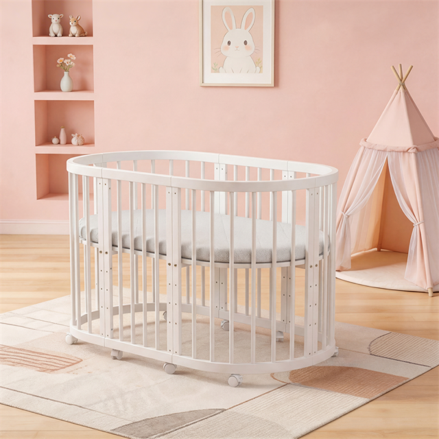 Minigo Bird Nest 4-in-1 -עריסה ומיטת תינוק מעץ  מאיה דגם D-2  לבן כולל מזרנים