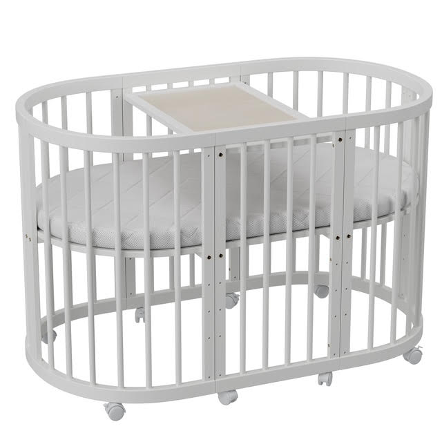 Minigo Bird Nest 4-in-1 -עריסה ומיטת תינוק מעץ  מאיה דגם D-2  לבן כולל מזרנים