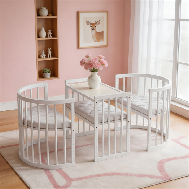Minigo Bird Nest 4-in-1 -עריסה ומיטת תינוק מעץ  מאיה דגם D-2  לבן כולל מזרנים